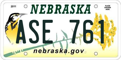 NE license plate ASE761