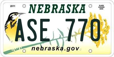 NE license plate ASE770