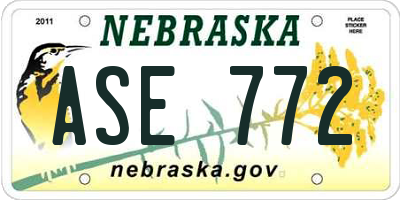 NE license plate ASE772