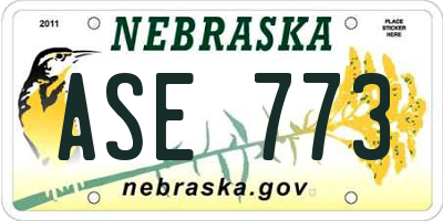 NE license plate ASE773