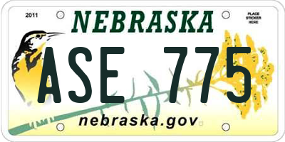 NE license plate ASE775