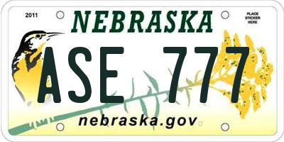 NE license plate ASE777