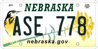 NE license plate ASE778