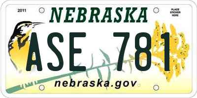 NE license plate ASE781