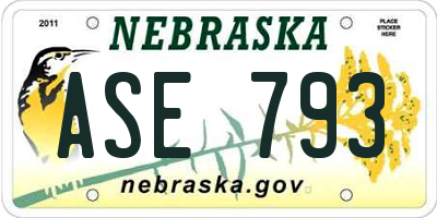 NE license plate ASE793