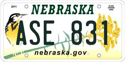 NE license plate ASE831