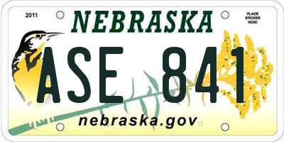 NE license plate ASE841