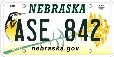 NE license plate ASE842