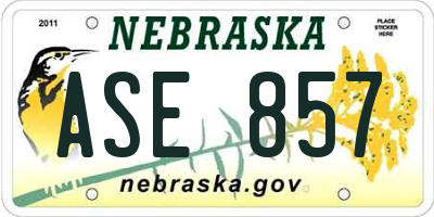 NE license plate ASE857