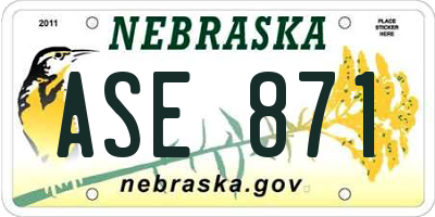 NE license plate ASE871