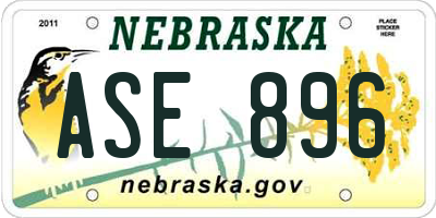 NE license plate ASE896