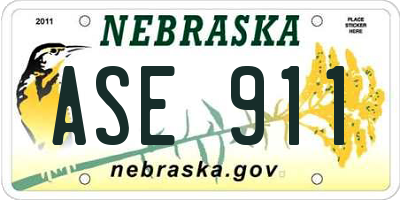 NE license plate ASE911