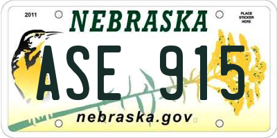 NE license plate ASE915