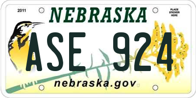 NE license plate ASE924