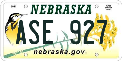 NE license plate ASE927