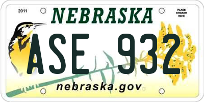 NE license plate ASE932