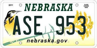 NE license plate ASE953