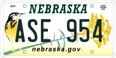 NE license plate ASE954