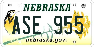 NE license plate ASE955