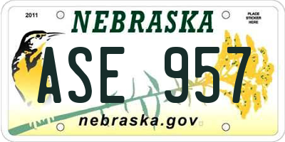 NE license plate ASE957