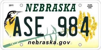 NE license plate ASE984
