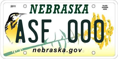 NE license plate ASF000