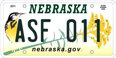 NE license plate ASF011