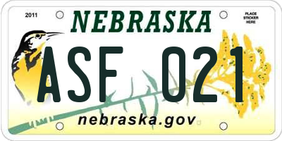 NE license plate ASF021