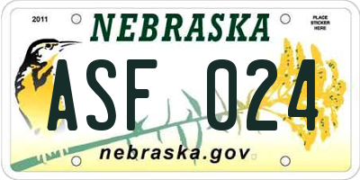 NE license plate ASF024