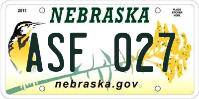 NE license plate ASF027