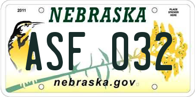 NE license plate ASF032