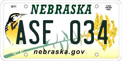 NE license plate ASF034