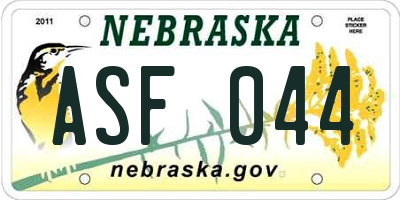 NE license plate ASF044