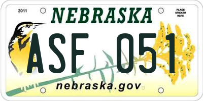 NE license plate ASF051