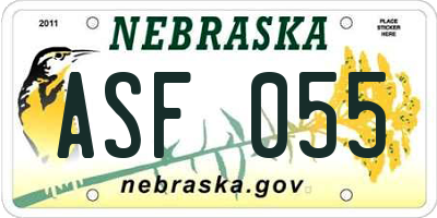 NE license plate ASF055