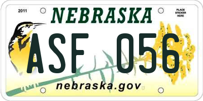 NE license plate ASF056