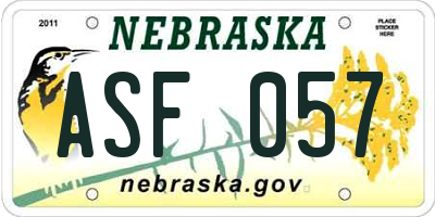 NE license plate ASF057