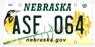 NE license plate ASF064
