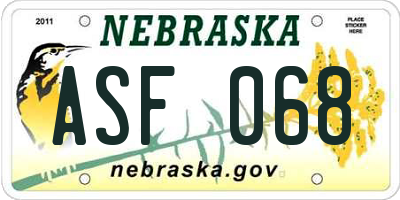 NE license plate ASF068