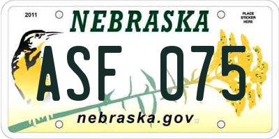 NE license plate ASF075