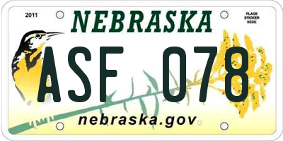 NE license plate ASF078