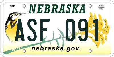 NE license plate ASF091