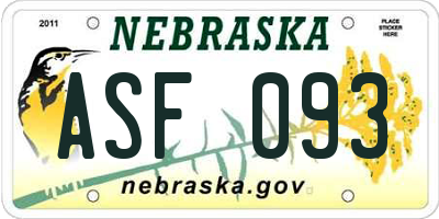 NE license plate ASF093