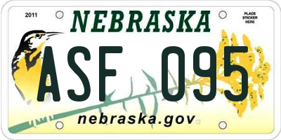 NE license plate ASF095