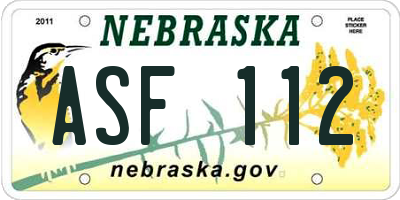 NE license plate ASF112