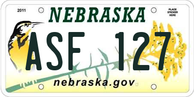 NE license plate ASF127