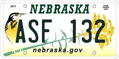 NE license plate ASF132