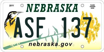 NE license plate ASF137