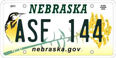 NE license plate ASF144