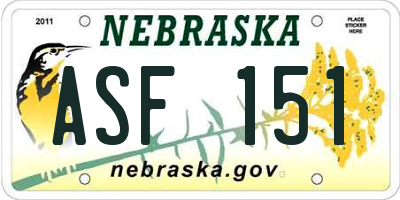 NE license plate ASF151